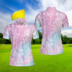 Mandala Women Golf Polo Shirt, Mandala Pattern Polo Shirt, Golf Shirt For Ladies, Golfer Gift