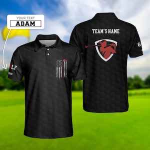 Custom Golf Team Polo Shirt: Black & White American Style