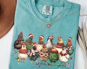 Comfort Colors Christmas Chicken Shirt: Vintage Unisex Tee