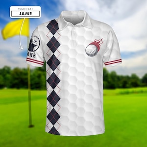 Custom Golf Polo Shirt: Black & White Print, Moisture-Wicking Pique Knit