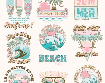 Retro Summer PNG Bundle: Beach & Surf Designs (Digital Download)