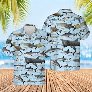 Sharks Hawaiian Shirt, Sharks Summer Shirt, Shark Hawaiian Shirt, Shark Lover Men Shirt, Ocean Hawaiian Shirt