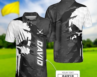 Koszulka polo z czaszką do golfa: zabawny strój dla drużyny golfowej