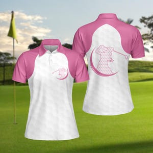 Pink Golf Balls Women Polo Shirt, Funny Golf Polo Shirt, Women Golf Shirt, Golf Player Shirt