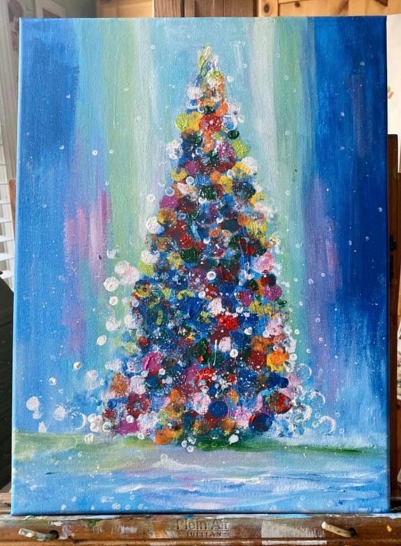 油彩画　Xmas tree Acrylic Painting Christmas Tree | Time-lapse - YouTube