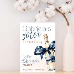 Uitnodigingskaart voor een 50e verjaardag, personaliseerbaar, eCard DIN A6, direct te downloaden na aankoop, gratis te bewerken, Canva