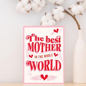 Muttertag Geschenk Karte, Beste Mama,cool modern trendig PDF Datei Postkarte, Sofort Download digitale