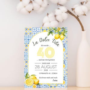 Fruitige ronde verjaardagsvrouw uitnodigingskaart personaliseerbaar eCard DIN A6 Direct downloaden na aankoop gratis bewerken Canva