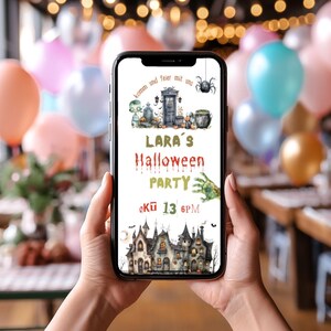 Halloween enge zombie verjaardag geanimeerde uitnodigingskaart aanpasbare eCard Direct downloaden na aankoop gratis bewerken Canva