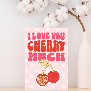 Muttertag Geschenk Karte Kirsche modern für beste Mama PDF Datei Postkarte, Sofort Download digital