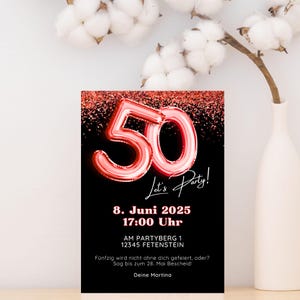Invitation pour 40 ans sous forme de carte électronique numérique au format DIN A6 - Téléchargement instantané après personnalisation pour WhatsApp et impression