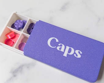 Vial Cap Storage Box, Organizer with Slide Lid & Removable Dividers, Peptide Supply Holder
