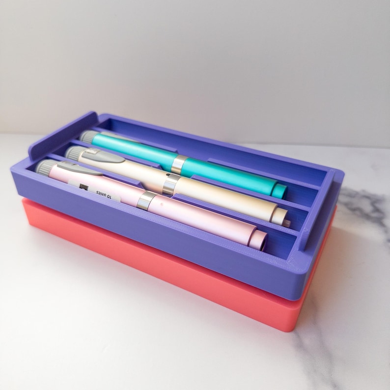 Stacking Injection Pen Tray Organizer | 3D Printed Storage for Peptide Pens image 1