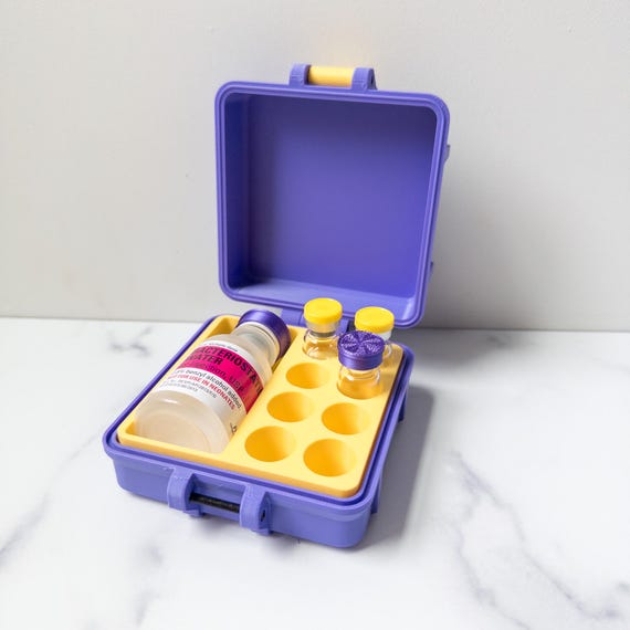 Injection Supply Storage Case – Holds 8 Vials + 30mL Bac Water – Compact Fridge Organizer for Peptides, Medications