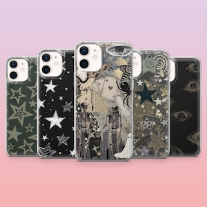 Grunge Phone Case Gothic Spooky Star Cover for iPhone 16 Pro, 15, 14, 13, 12, Samsung S25+, S24FE, S23, S22, A16, Pixel 9Pro,8A