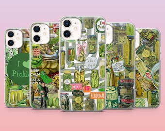Pickle Phone Case Dill Pickle Food Collage Cover for iPhone 16 Pro, 15, 14, 13, 12, Samsung S25+, S24FE, S23, S22, A16, A25, Pixel 9Pro, 8A