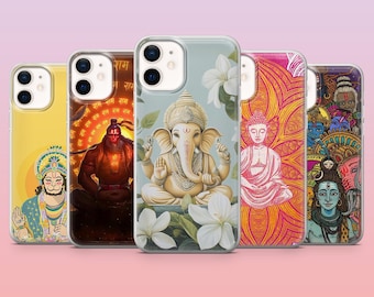 Hindu Art Phone Case Shiva Krishna Indian Art Cover for iPhone 16 Pro, 15, 14, 13, 12, Samsung S25+, S24FE, S23, S22, A16, A25,Pixel 9Pro,8A