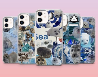 Cute Seal Phone Case Aquatic Sea Life Cover for iPhone 16 Pro, 15, 14, 13, 12, Samsung S25+, S24FE, S23, S22, A16, A25, Pixel 9Pro, 8A
