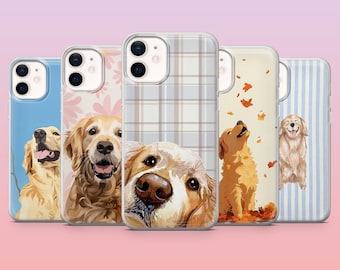 Capa para celular com estampa de Golden Retriever, um cachorrinho fofo, compatível com iPhone 17 Pro, 16, 15, 14, 13, 12, Samsung S25, S24, S23Fe, S22, A16, A56, Pixel 10 e 9.