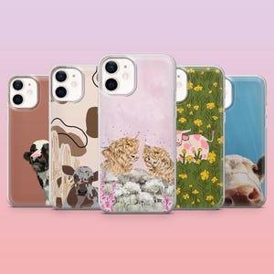 Koe telefoonhoesje Highland Cow Farm Animal Cover voor iPhone 16 Pro, 15, 14, 13, 12, Samsung S25+, S24FE, S23, S22, A16, A25, Pixel 9Pro, 8A