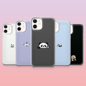 Custodia per telefono a forma di panda, minimalista, con motivo a animale carino, per iPhone 16 Pro, 15, 14, 13, 12, Samsung S25+, S24FE, S23, S22, A16, A25, Pixel 9Pro, 8A