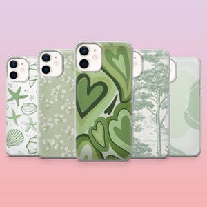 Funda minimalista verde salvia para iPhone 16 Pro, 15, 14, 13, 12, Samsung S25+, S24, S23, S22, A16, A25, Pixel 9, 8A