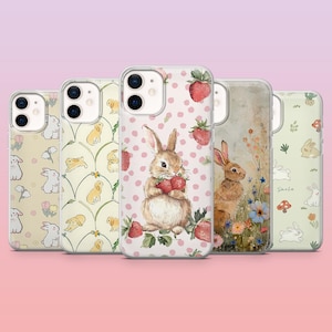 Spring Rabbit Phone Case Kawaii Animal Cute Bunny Cover for iPhone 16 Pro, 15, 14, 13, 12, Samsung S25+, S24FE, S23, S22, A16, Pixel 9Pro,8A