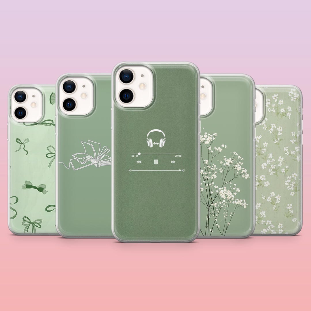 Sage Green Phone Case Minimalist Green Aesthetic Cover for iPhone 16