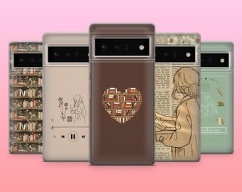 Book Lover Phone Case Bookish Bookshelf Cover for Google Google Pixel 9, 9Pro, 8A, 7Pro, 6A, Samsung S25, S24, S23, A16, iPhone 16, 15