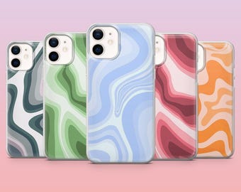 Groovy Line Phone Case Abstract Swirls Cover for iPhone 16 Pro, 15, 14, 13, 12, Samsung S25+, S24FE, S23, S22, A16, A25, Pixel 9Pro, 8A