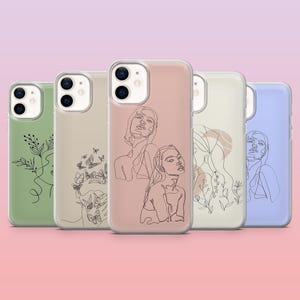 Line Art Phone Case Minimalist Body Line Cover for iPhone 16 Pro, 15, 14, 13, 12, Samsung S25+, S24FE, S23, S22, A16, A25, Pixel 9Pro, 8A