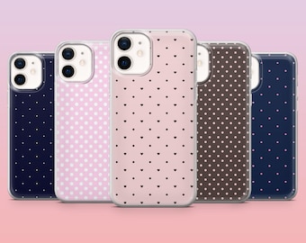Polka Dot Phone Case Minimalist Mini Dot Cover for iPhone 16 Pro, 15, 14, 13, 12, Samsung S25+, S24FE, S23, S22, A16, A25, Pixel 9Pro, 8A