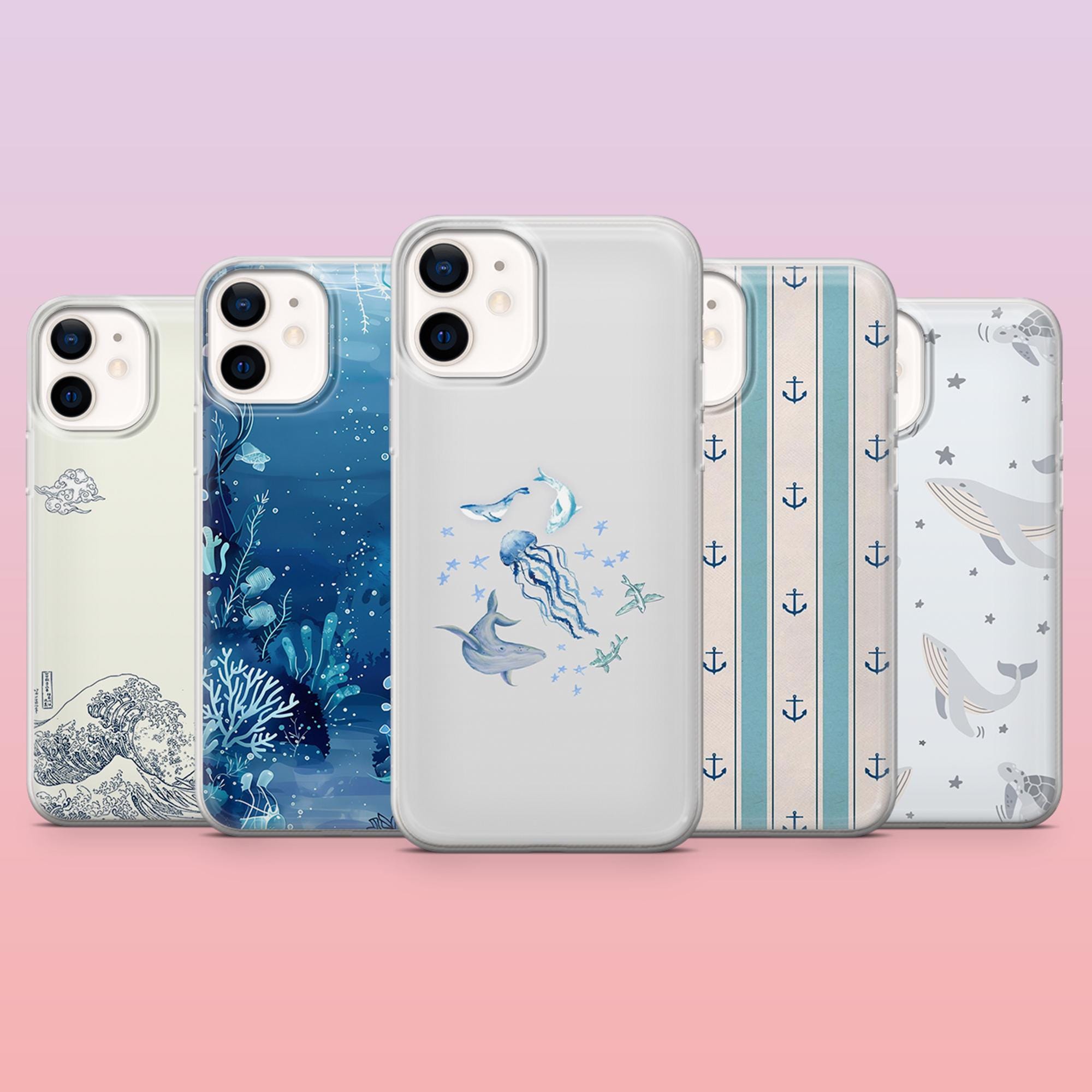 Marine Phone Case Sea Life Ocean Wave Cover for iPhone 16 Pro, 15, 14, 13, 12, Samsung S25+, S24FE, S23, S22, A16, A25, Pixel 9Pro