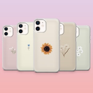 Custodia per telefono con motivo floreale semplice e minimalista per iPhone 16 Pro, 15, 14, 13, 12, Samsung S25+, S24FE, S23, S22, A16, A25, Pixel 9Pro, 8A