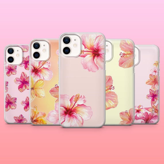 Hibiscus Phone Case Tropical Hawaiian Flower Cover for iPhone 16 Pro, 15, 14, 13, 12, Samsung S25+, S24FE, S23, S22, A16, A25, Pixel 9Pro, 8
