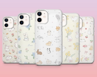 Bunny Phone Case Kawaii Cute Rabbit Cover for iPhone 16 Pro, 15, 14, 13, 12, Samsung S25+, S24FE, S23, S22, A16, A25, Pixel 9Pro,8A