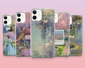 Capa de celular Claude Monet com pintura vintage para iPhone 16 Pro, 15, 14, 13, 12, Samsung S25+, S24FE, S23, S22, A16, A55, A25, Pixel 9