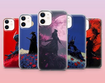 Samurai Phone Case Japanese Art Katana Cover for iPhone 16 Pro, 15, 14, 13, 12, Samsung S25+, S24FE, S23, S22, A16, A55, A25, Pixel 9Pro, 8A