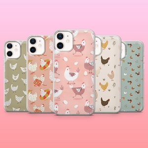 Chicken Phone Case Farm Animal Rooster Cover for iPhone 16 Pro, 15, 14, 13, 12, Samsung S25+, S24FE, S23, S22, A16, A55, A25, Pixel 9
