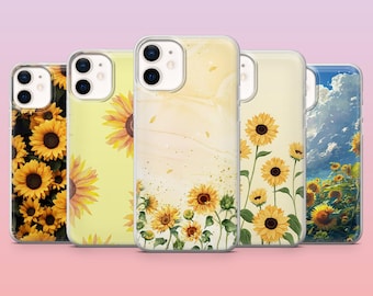 Sunflower Phone Case Floral Yellow Flower Cover for iPhone 16 Pro, 15, 14, 13, 12, Samsung S25+, S24FE, S23, S22, A16, A25, Pixel 9, 8A