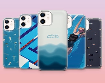 Swimming Phone Case Aquatic Sports Cover for iPhone 16 Pro, 15, 14, 13, 12, Samsung S25+, S24FE, S23, S22, A16, A25, Pixel 9 Pro, 8A