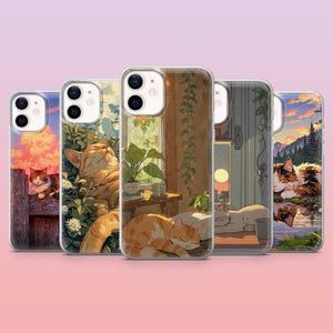 Cute Cat Phone Case Cartoon Cat Nature Cat Cover for iPhone 16 Pro, 15, 14, 13, 12, Samsung S25+, S24FE, S23, S22, A16, A25, Pixel 9, 8A