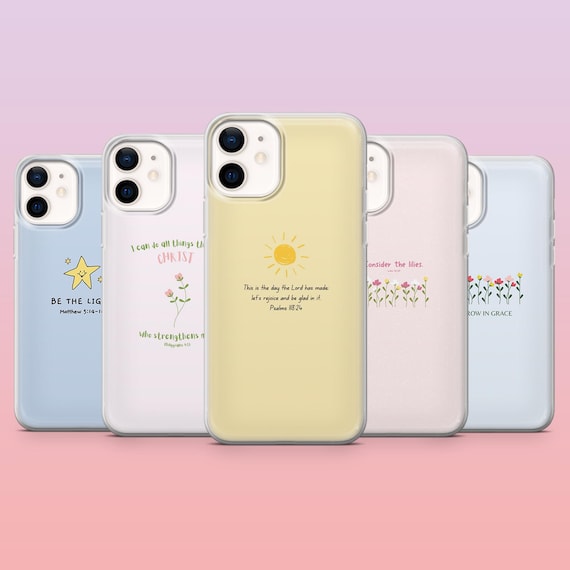 Scripture Phone Case Aesthetic Bible Verse Cover for iPhone 16 Pro, 15, 14, 13, 12, Samsung S25+, S24FE, S23, S22, A16, A25, Pixel 9Pro, 8