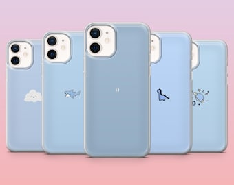 Simple Blue Phone Case Minimal Baby Blue Cover for iPhone 16 Pro, 15, 14, 13, 12, Samsung S25+, S24FE, S23, S22, A16, A25, Pixel 9Pro, 8A