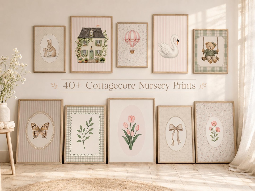 Cottagecore Nursery Gallery Wall Set, 40 Printable Girl Room Art ...