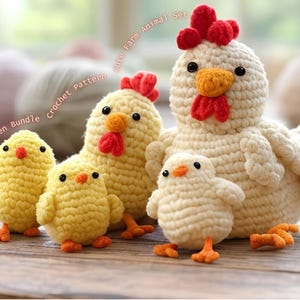 Peluche de pollo a crochet / Gallina a crochet / Lote de amigurumi / Tutorial de amigurumi en PDF en inglés / Peluches sin coser / Patrón de juguete de animales