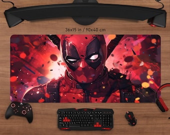 Deadpool Gaming Desk Mat: Vivid Printing, Stitched Edges