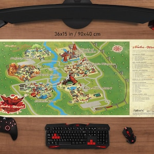 Fallout Map Mousepad • Personalisierter Druck • Gaming Mousepad • Individuelles Mousepad • Spiel • Anime • Schreibtischunterlage