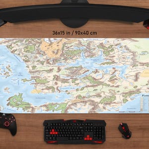 Tappetino per mouse con mappa di Faerun di Dungeons and Dragons • Stampa personalizzata • Tappetino per mouse da gioco • Tappetino per mouse personalizzato • Gioco • Anime • Tappetino da scrivania