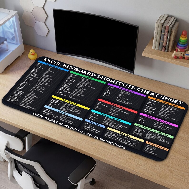Excel Keyboard Shortcuts Mouse Pad | Spreadsheet Cheat Sheet Desk Mat ...